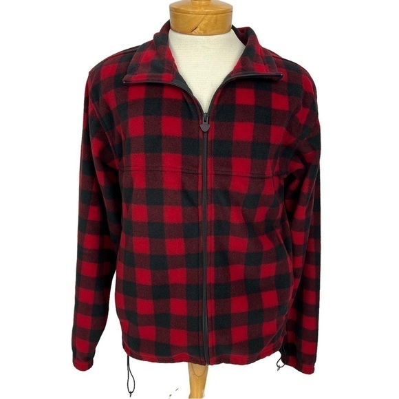 WOOD’N TRAIL Men’s Full Zip Buffalo Plaid Fleece Jacket Sz Small Zip Pockets - Picture 1 of 11